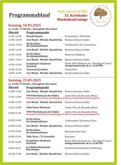 Programm Rhododendrontage